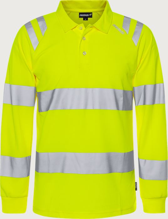 High vis Green functional long sleeve polo shirt class 3 7864 GPST Fristads Medium