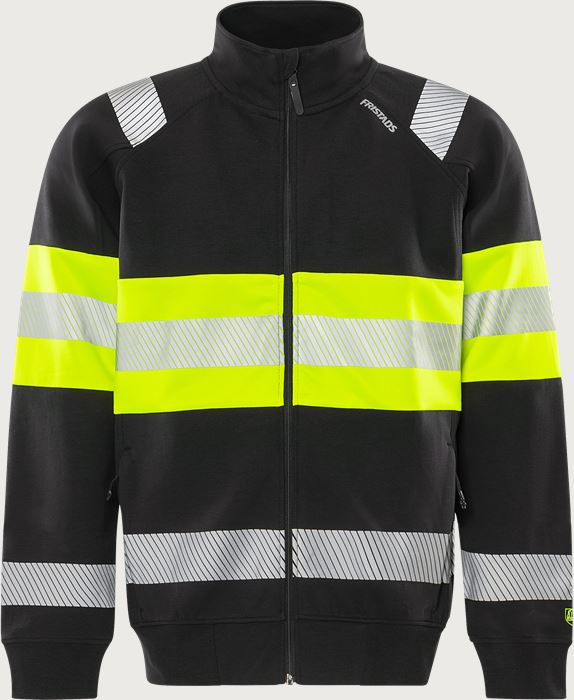 High vis Green stretch sweatshirt jacket class 1 7531 GKC Fristads Medium