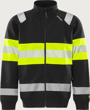 High vis Green stretch sweatshirt jacket class 1 7531 GKC Fristads Medium