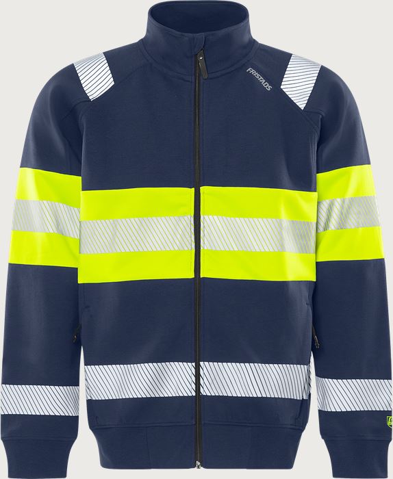 High vis Green stretch sweatshirt jacket class 1 7531 GKC Fristads Medium