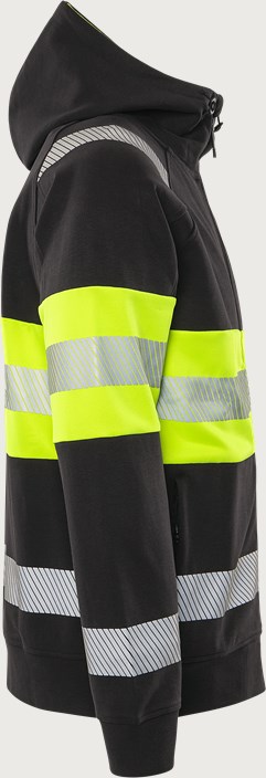 High vis Green hooded stretch sweatshirt jacket class 1 7532 GKC 7 Fristads
