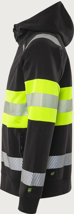 High vis Green hooded stretch sweatshirt jacket class 1 7532 GKC 6 Fristads