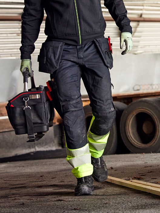 High vis Green håndværkerbukser med stretch klasse 1 2906 GWM 3 Fristads