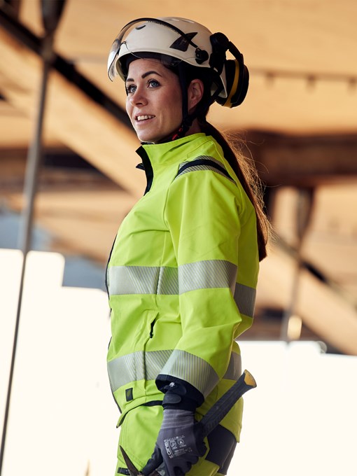 High vis Green stretch jacket class 3 4647 GSTP 4 Fristads