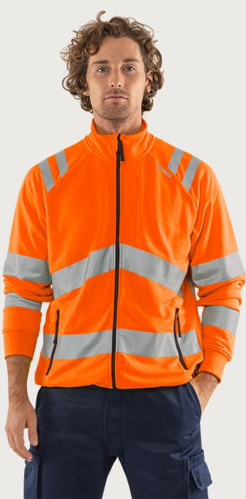 High vis Green sweatshirt jacket class 3 7863 GPSW Fristads Medium