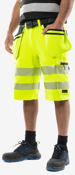 High vis Green rakentajan stretch shortsit lk 2 2646 GSTP 3 Fristads