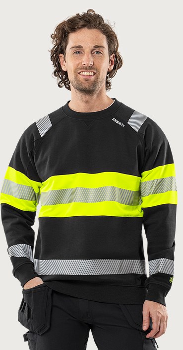 High Vis Green Stretch-Sweatshirt Kl 1 7530 GKC 1 Fristads