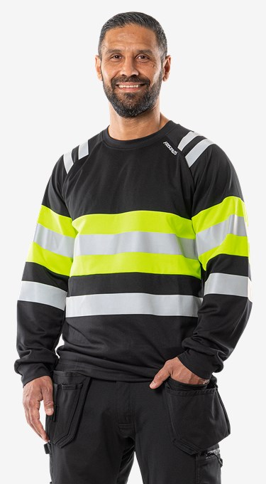 High vis Green funkcjonalna T-shirt z długim rękawem klasy 1 7881 GPST 5 Fristads