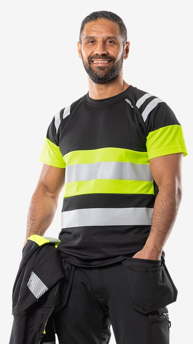 High vis Green T-shirt funkcjonalna klasy 1 7880 GPST, męska i damska 7 Fristads