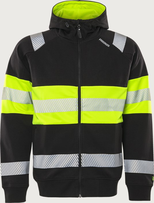 High vis Green hooded stretch sweatshirt jacket class 1 7532 GKC 4 Fristads