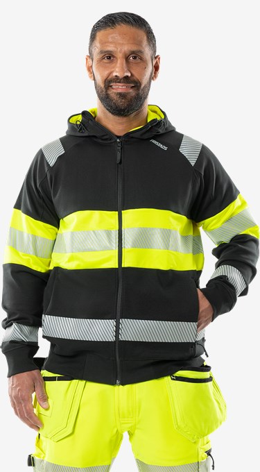 High vis hooded stretch sweatshirt jacket class 1 7532 GKC 6 Fristads