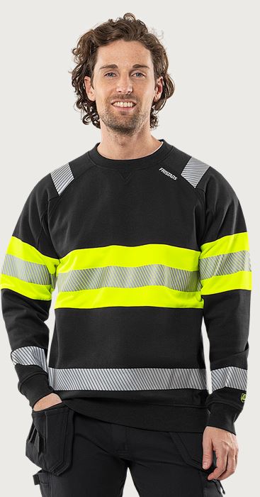 High vis Green stretch sweatshirt class 1 7530 GKC Fristads Medium