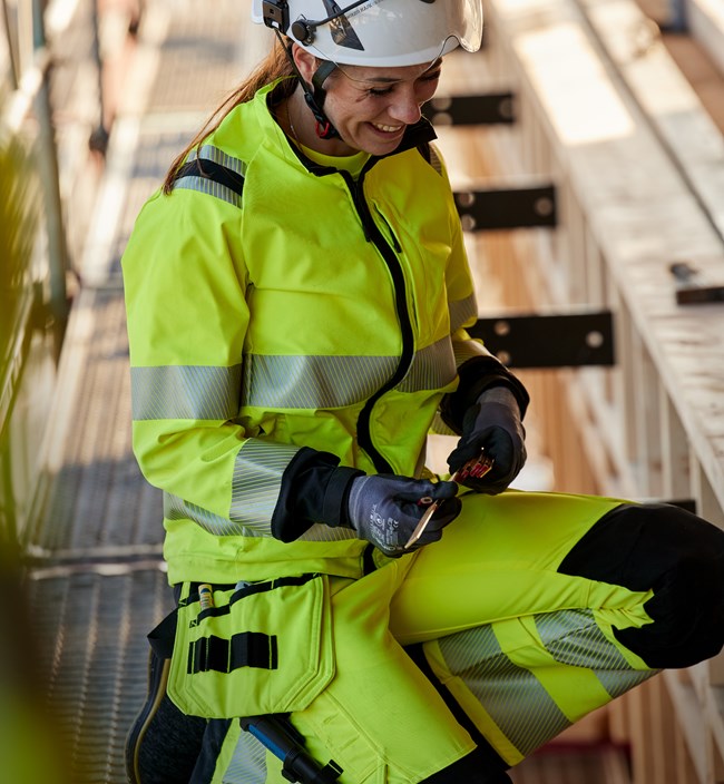 High vis Green håndværker stretchbuks dame klasse 2 2664 GSTP 4 Fristads