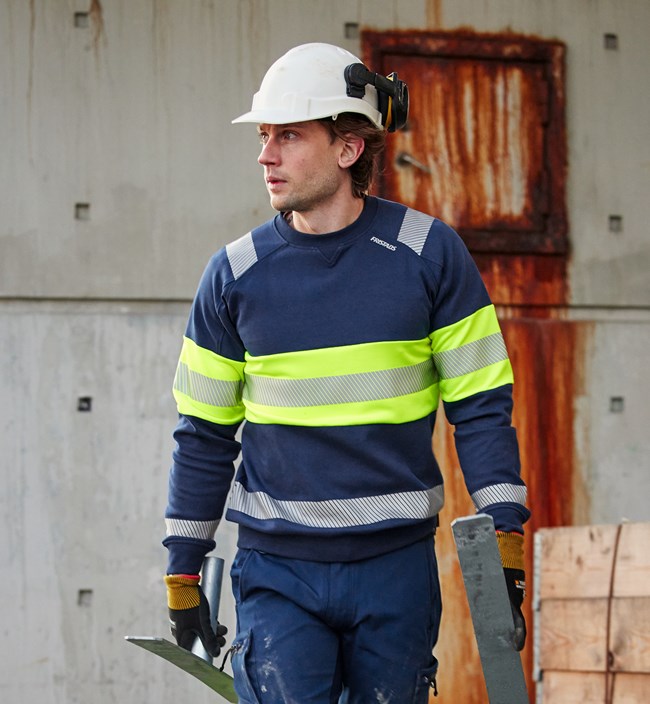 High vis Green stretch sweatshirt class 1 7530 GKC 3 Fristads