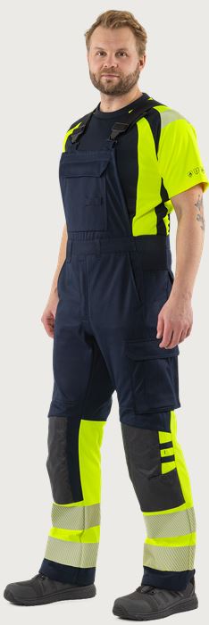 Flamestat high vis stretch bib'n'brace class 1 1281 FSS Fristads Medium