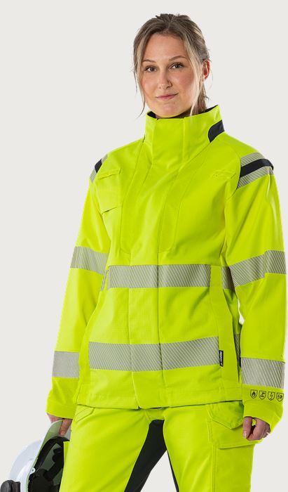 Flamestat Green high vis stretch jacket woman class 3 4941 GFS Fristads Medium