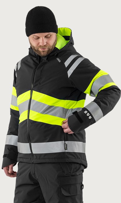 High vis Green stretch winter jacket class 1 4685 GLPS 1 Fristads