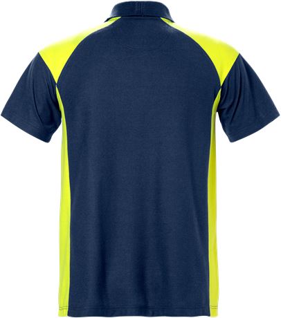 blue and yellow polo shirt